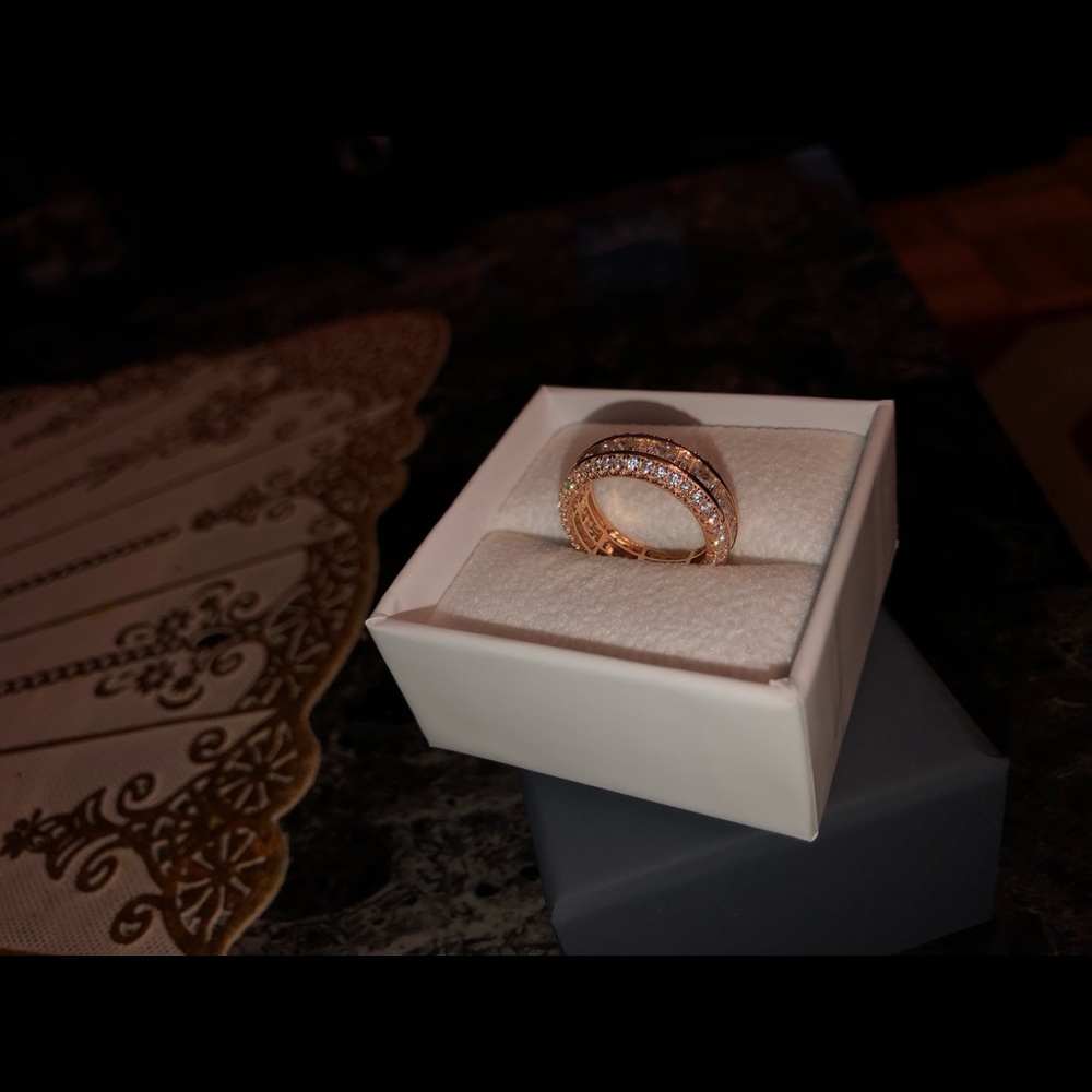 White Cubic Zirconia 14K Gold Over Silver Ring